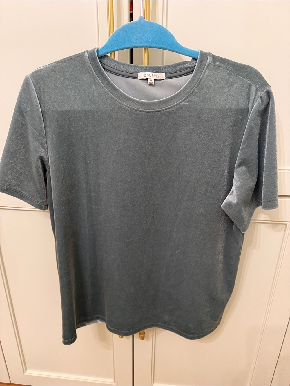 Z Supply Short-Sleeve Crew Tee in Slate Gray- Green Blue size Medium
